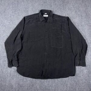 Maga Made In Italy Button Down Shirt Mens XL Black Long Sleeve Pocket